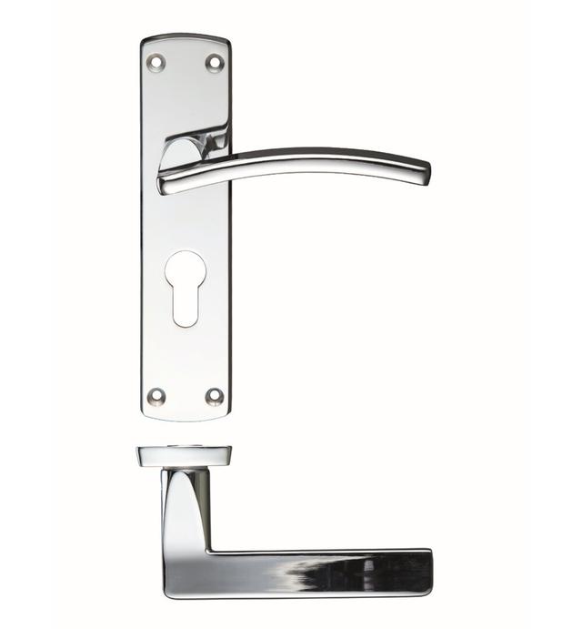 Toledo Lock Door Handle (Set of 2) Stanza Finish: Polished Chrome on Productcaster.