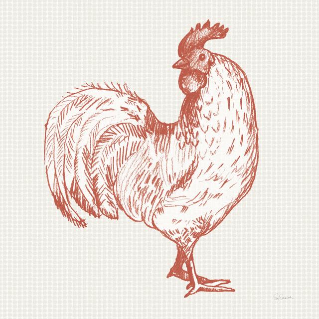 Cottage Rooster III Red by Sue Schlabach - Wrapped Canvas Drawing Brambly Cottage Size: 30cm H x 30cm W x 3.8cm D on Productcaster.