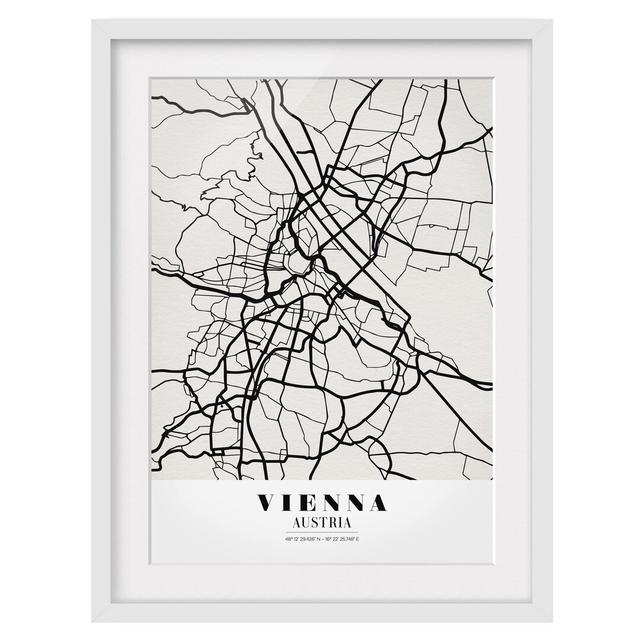 Classic Vienna Street Map - Picture Frame Graphic Art Print on Paper East Urban Home Size: 40cm H x 30cm W, Frame Option: Matt white on Productcaster.