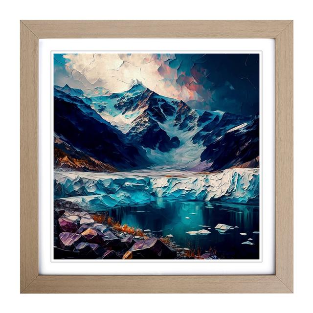 Glacier Palette Knife Painting - Single Picture Frame Print on Wood Alpen Home Format: Oak on Productcaster.