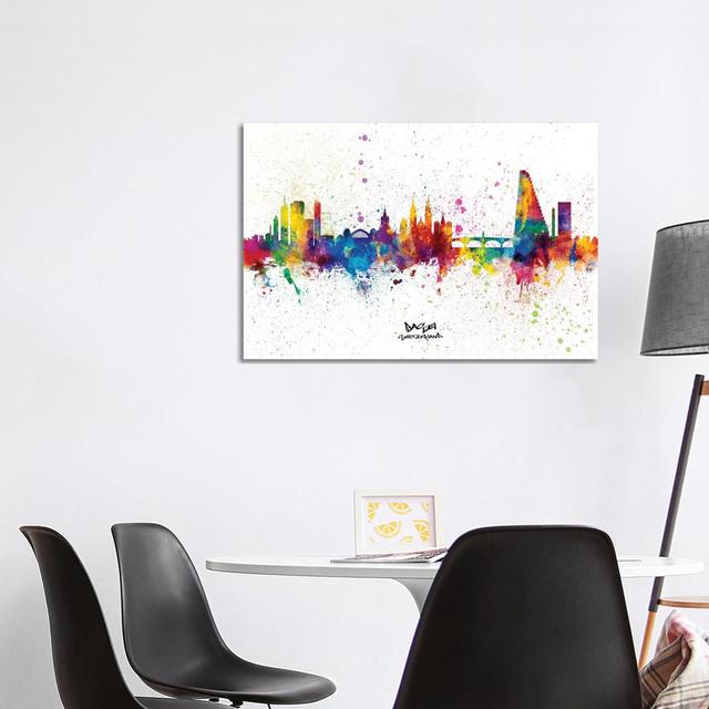 Basel Switzerland Skyline Splash by Michael Tompsett - Wrapped Canvas Print Latitude Run Size: 66.04cm H x 101.6cm W x 3.81cm D on Productcaster.