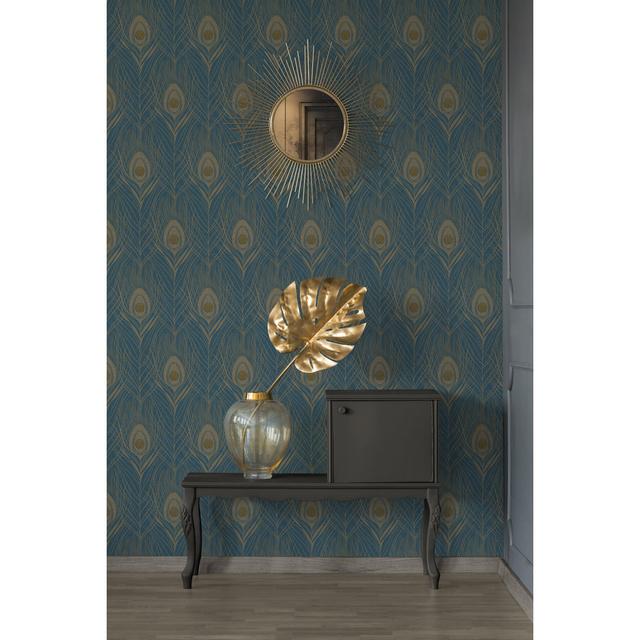 Absolutely Chic 10.05m x 53cm Metallic Paste the Wall Wallpaper Roll Architects Paper Colour: Blue/Yellow/Metallic on Productcaster.