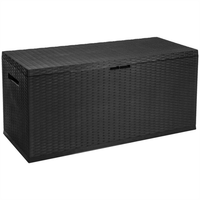 Ebern Designs Emee 120cm W 312L Water Resistant Polypropylene Deck Box in Dark Grey Ebern Designs on Productcaster.