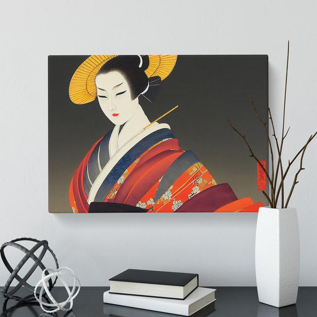 Desirable Geisha - Wrapped Canvas Graphic Art Rosdorf Park Size: 35cm H x 50cm W x 3cm D on Productcaster.