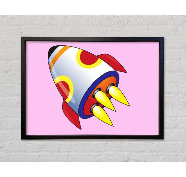 Flying Rocket Ship Pink - Single Picture Frame Art Prints on Canvas Bright Star Size: 59.7cm H x 84.1cm W x 3.3cm D on Productcaster.