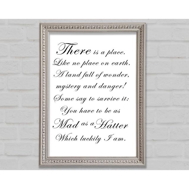 Alice In Wonderland As Mad As A Hatter Vivid Pink Framed Print Bright Star Size: 29.7cm H x 42cm W, Colour: White on Productcaster.