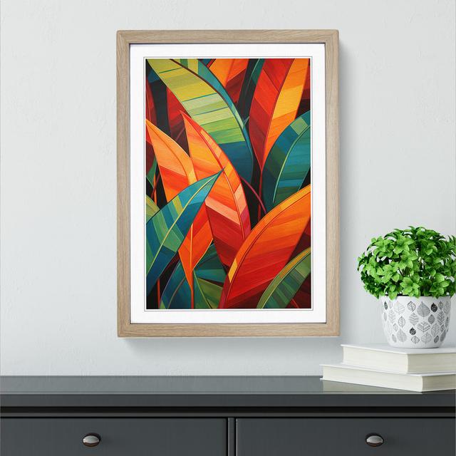 Tropical Leaf Constructivism - Single Picture Frame Print on Wood 17 Stories Format: Oak Framed, Size: 64cm H x 46cm W on Productcaster.