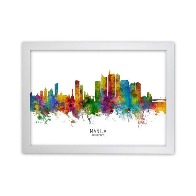 Manila Philippines Skyline by Michael Tompsett - Graphic Art Latitude Run Format: White Framed, Size: 25cm H x 34cm W x 3cm D on Productcaster.