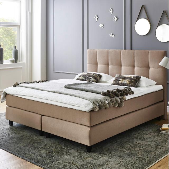 Boxspringbett Doher mit Topper Mercury Row Größe: 120 × 200 cm, Farbe: Natur on Productcaster.