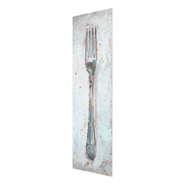 Impressionistic Cutlery Fork - Graphic Art Print on Glass East Urban Home Size: 100cm H x 40cm W x 0.4cm D on Productcaster.