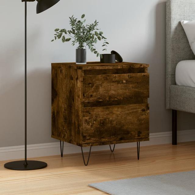 Rowlands Metal Bedside Table George Oliver Colour: Smoked oak on Productcaster.