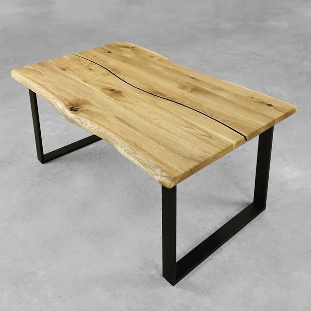 Solid Oak Wood Dinning Table With Steel Legs Union Rustic Size: 75cm H x 80cm W x 160cm L, Table Top Colour: Natural Oil on Productcaster.