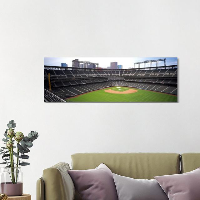 Coors Field Denver CO - Wrapped Canvas Panoramic Print Ebern Designs Size: 40.64cm H x 121.92cm W x 3.81cm D on Productcaster.