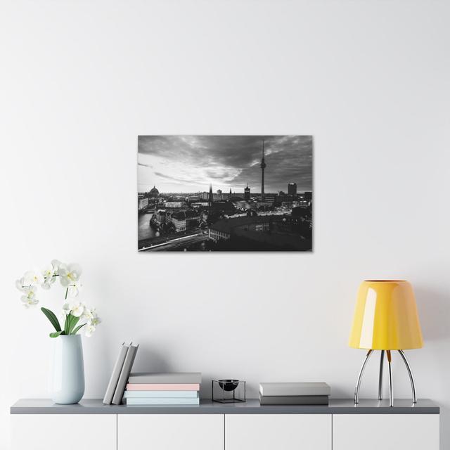 Berlin Black And White Skyline Canvas Artwork Breathtaking Stunning Cityscape Ivy Bronx Size: 24cm H x 18cm W on Productcaster.