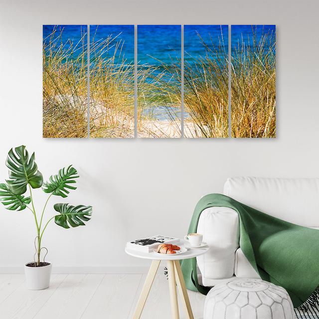 Leinwandbild Grass Sea Beach Haus am Meer Größe: 40 cm x 100 cm on Productcaster.