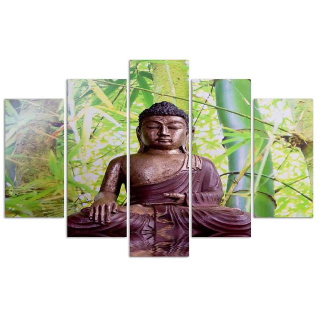 Buddha Meditation Green - 5 Piece No Frame Set on Canvas Latitude Vive on Productcaster.