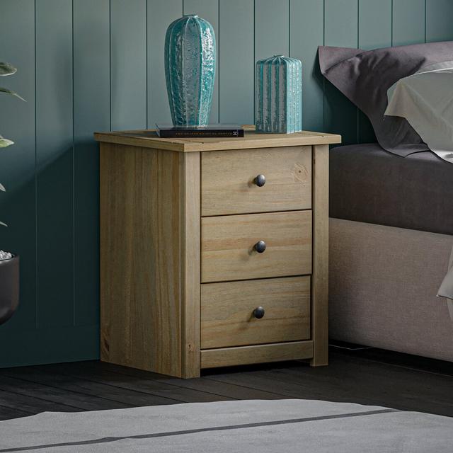 Somers 3 Drawer Solid Wood Bedside Table, Bedroom Storage Cabinet Brambly Cottage on Productcaster.