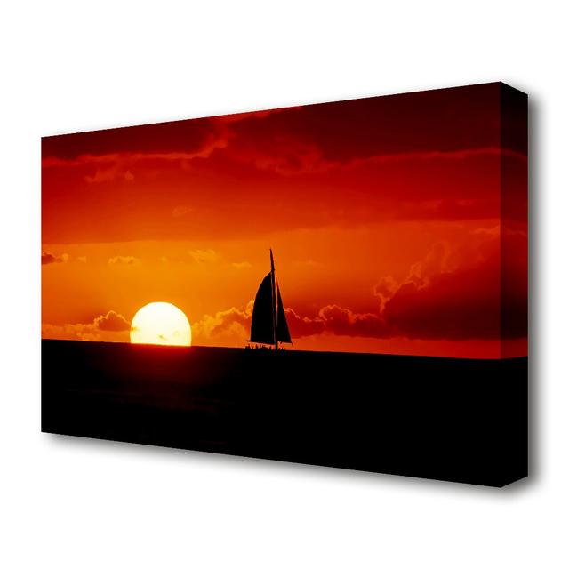 Sailboat Sunset - Wrapped Canvas Photograph Print East Urban Home Size: 81.3 cm H x 121.9 cm W on Productcaster.