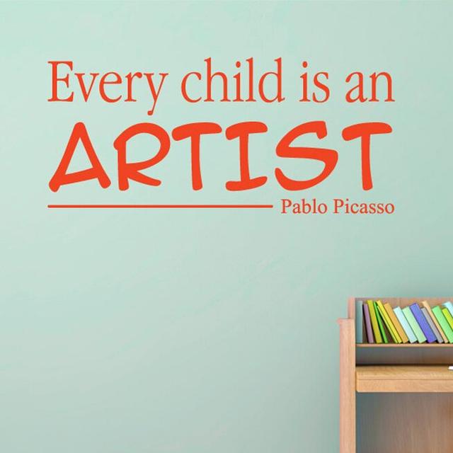 Every Child Is An Artist Pablo Picasso Wall Sticker 17 Stories Colour: Orange, Size: Large on Productcaster.