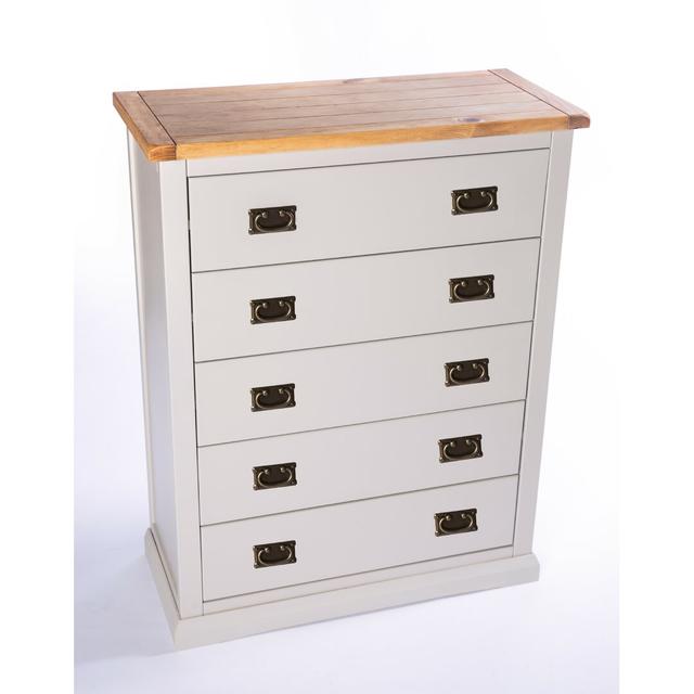 Erskine 5 Drawer Chest Brambly Cottage Base Colour: Grey/White on Productcaster.