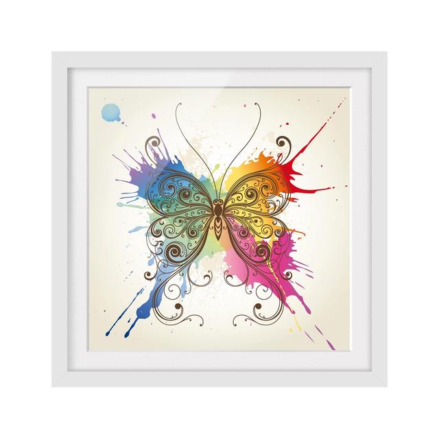 Watercolour Butterfly Framed Graphic Art Print East Urban Home Frame Options: Matt white, Size: 50cm H x 50cm W on Productcaster.