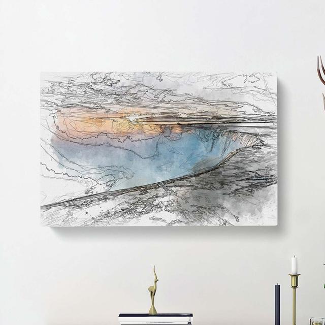 Niagara Falls Sunrise in Canada in Abstract - Wrapped Canvas Drawing Print East Urban Home Size: 60cm H x 91cm W x 3cm D on Productcaster.