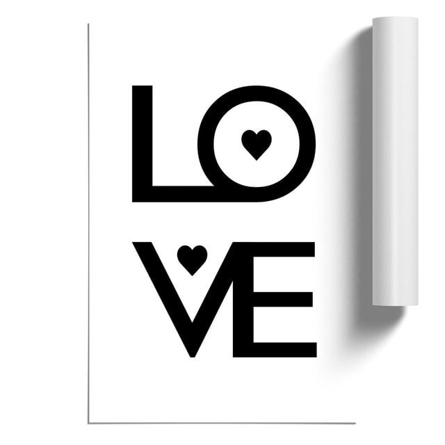 Love Heart - Unframed Typography East Urban Home Size: 84cm H x 59cm W x 0.1cm D on Productcaster.