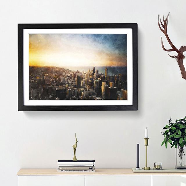 High over the Chicago Skyline - Picture Frame Painting Print East Urban Home Frame Option: Black Framed, Size: 24cm H x 33cm W x 2cm D on Productcaster.