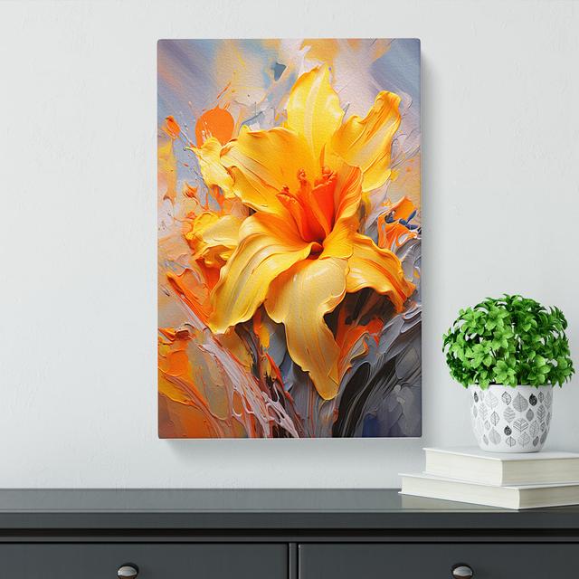 Daffodil Flower Action Painting No.2 - Art Prints Marlow Home Co. Size: 50cm H x 35cm W x 3cm D on Productcaster.