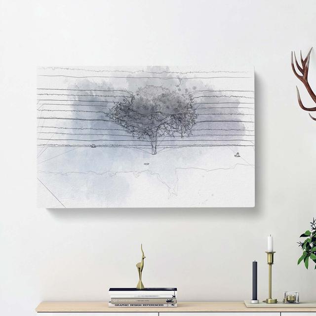 Birds Passing a Tree in Geneva in Abstract - Wrapped Canvas Graphic Art Print East Urban Home Size: 40cm H x 60cm W x 3cm D on Productcaster.