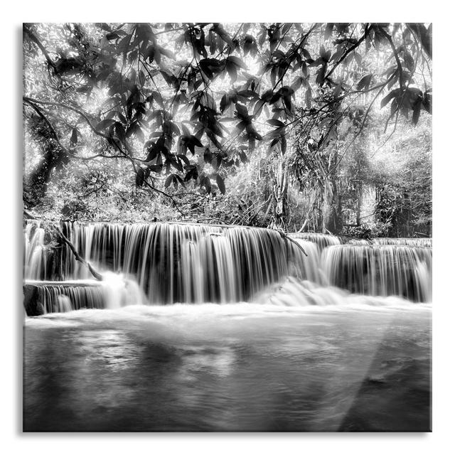 Small Waterfall In The Jungle - No Frame Print on Glass Alpen Home Size: 80cm H x 80cm W x 0.4cm D on Productcaster.