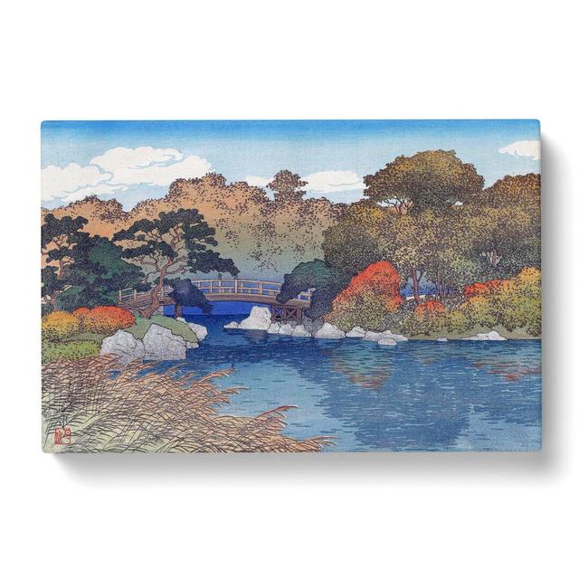 The Garden in Autumn by Hasui Kawase - Wrapped Canvas Painting Print East Urban Home Size: 40cm H x 60cm W x 3cm D on Productcaster.