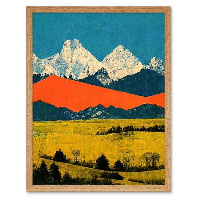 Winter Mountains Landscape Modern Papercut - Art Prints Wee Blue Coo Format: Light Brown Framed Paper, Size: 43cm H x 33cm W on Productcaster.