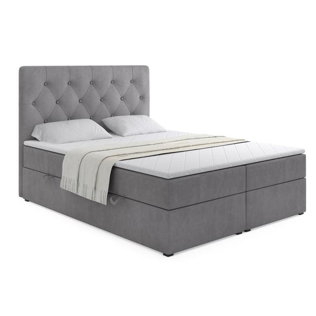 Boxspringbett mit H4 Multipocket-Matratze, Bettkasten und Topper ClassicLiving Größe: 119 cm H x 180 cm B x 220 cm L, Farbe: In Grau on Productcaster.