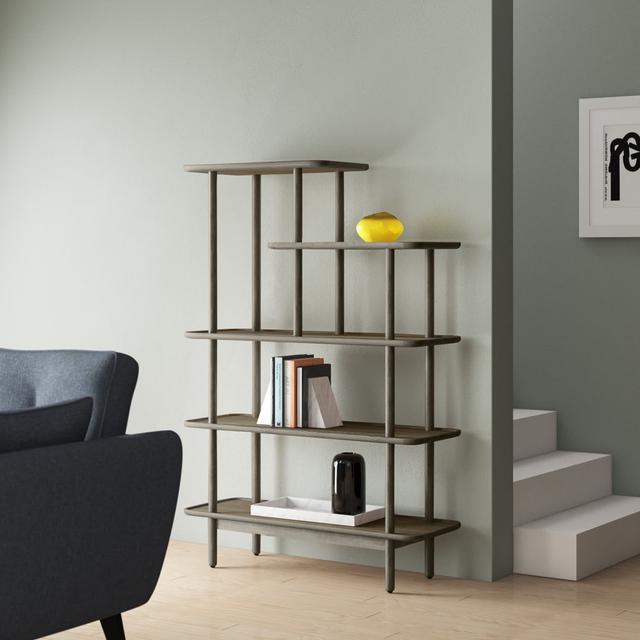 Serenity 160cm H x 110cm W Solid Wood Etagere Bookcase Hykkon Colour: Grey on Productcaster.