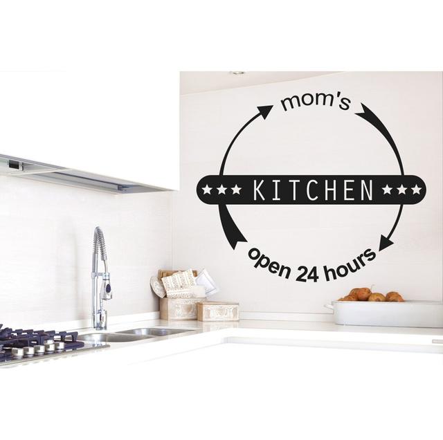 Mums Kitchen Open 24 Hours Wall Sticker Happy Larry Colour: Black, Size: Medium on Productcaster.