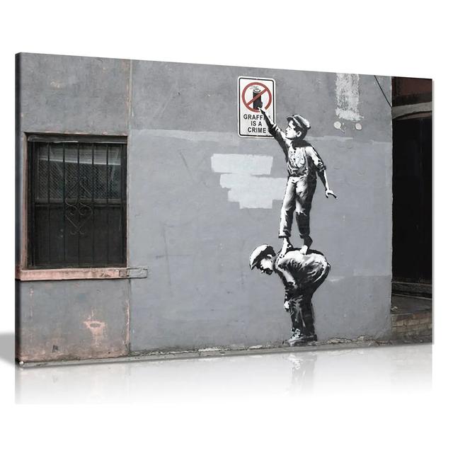 Banksy Graffiti Is A Crime Canvas Wall Art Picture Print Maturi Size: 41cm H x 61cm W on Productcaster.