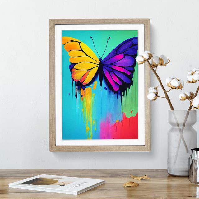 Butterfly with Dripping No.1 - Picture Frame Graphic Art Brambly Cottage Size: 34cm H x 25cm W x 2cm D, Frame Colour: Oak on Productcaster.