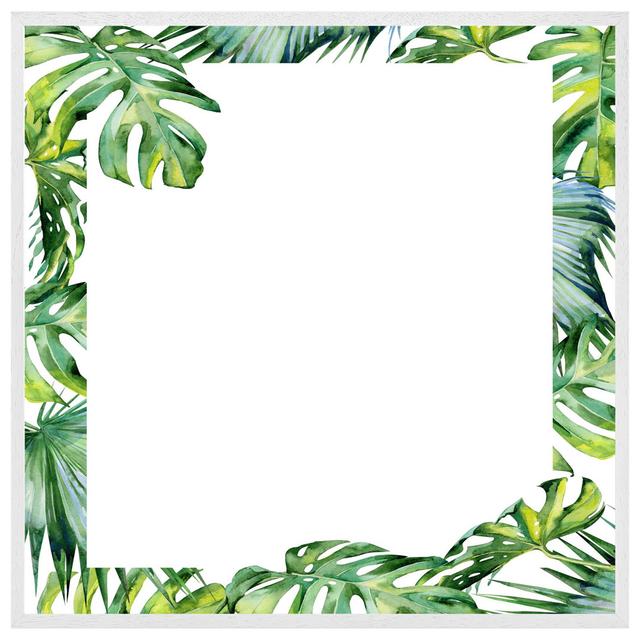 Ebensburg Botanical Leaves Border - Single Picture Frame Print 17 Stories Size: 31cm H x 31cm W x 4cm D, Format: White Framed on Productcaster.