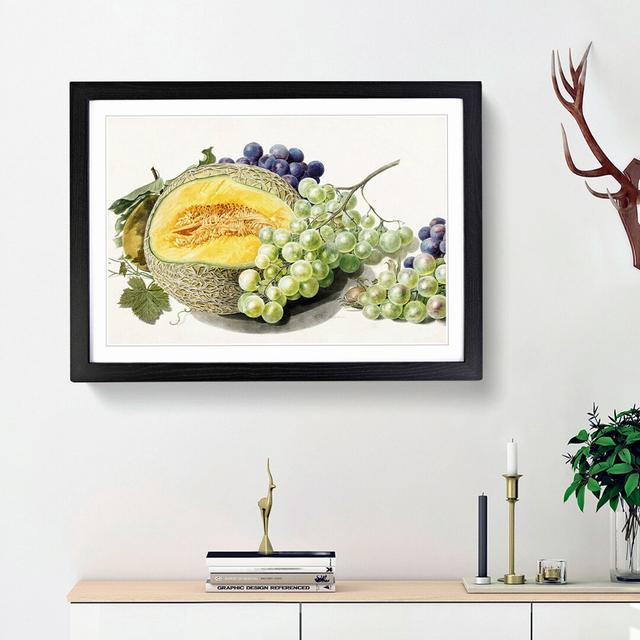 Grapes & Melon by Michiel van Huysum - Picture Frame Art Print East Urban Home Size: 27cm H x 36cm W x 2cm D, Frame Option: Black Framed on Productcaster.