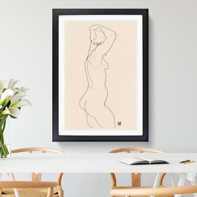 Study of a Naked Woman Vol.1 by Egon Schiele - Picture Frame Painting on MDF East Urban Home Frame Option: Black Framed, Size: 65cm H x 48cm W x 2cm D on Productcaster.