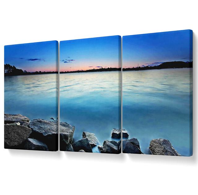 Ice Blue Ocean Rocks - 3 Piece Wrapped Canvas Graphic Art Set Highland Dunes Size: 81.3cm H x 163cm W on Productcaster.