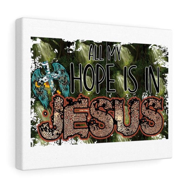 Hope Is in Jesus Green - Wrapped Canvas Typography Blue Elephant on Productcaster.