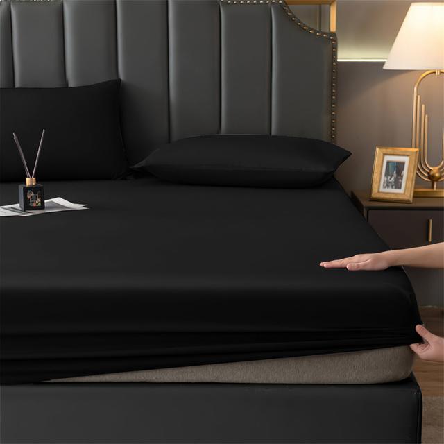 Hekuran 100% Microfiber Brushed deep Fitted Sheet 17 Stories Colour: Black, Size: Super King (6') on Productcaster.