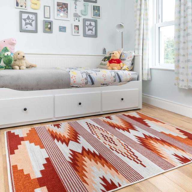 Cohle Orange Red Aztec Power Loom Area Rug Natur Pur Rug Size: Rectangle 200 x 280cm on Productcaster.