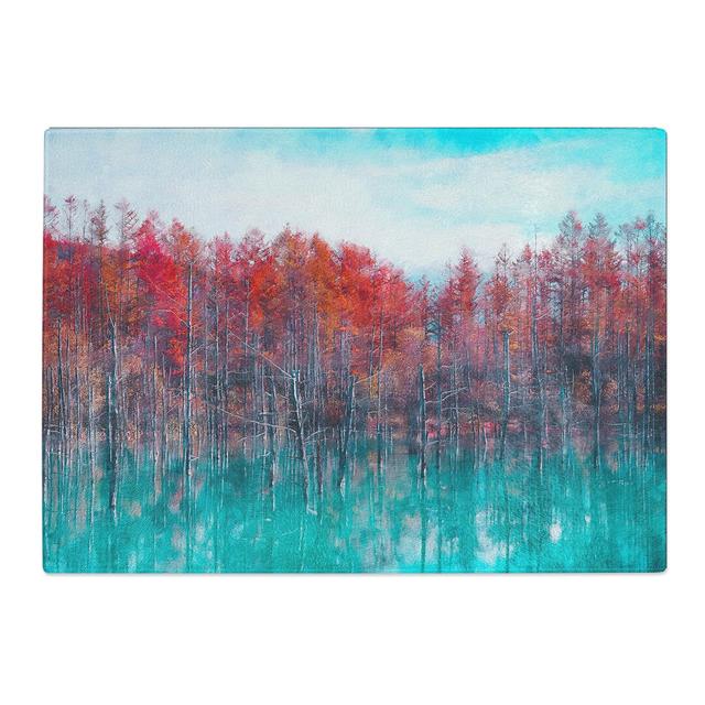 Tempered Glass Blue Pond in Hokkaido Japan Chopping Board East Urban Home Size: 20 cm x 28.5 cm on Productcaster.