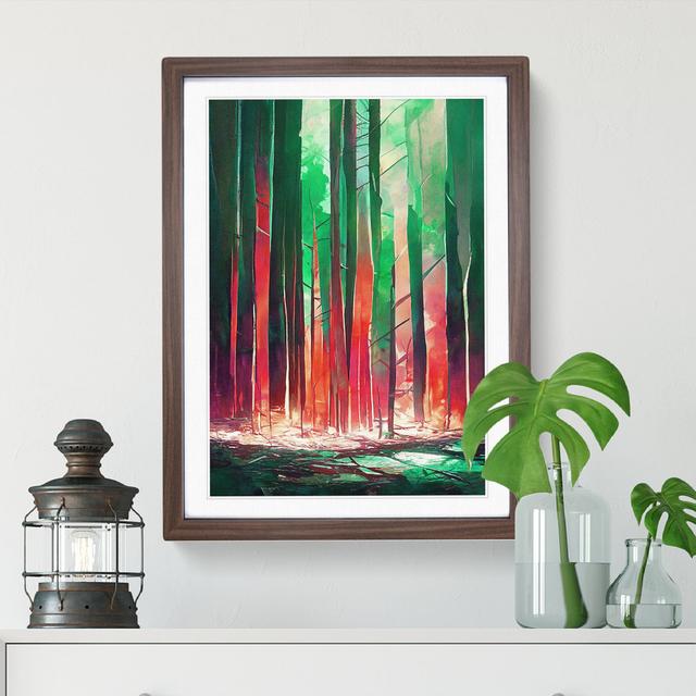 Forest in Abstract No.2 - Picture Frame Painting 17 Stories Size: 34cm H x 25cm W x 2cm D, Frame Colour: Walnut on Productcaster.