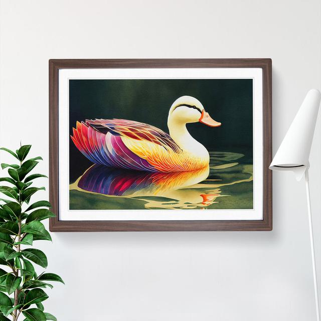 Watercolour Duck Vol.1 - Picture Frame Graphic Art 17 Stories Size: 34cm H x 46cm W x 2cm D, Frame Colour: Walnut on Productcaster.