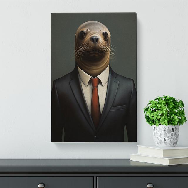 Sea Lion in a Suit Painting No.2 Happy Larry Size: 76cm H x 50cm W x 3cm D on Productcaster.