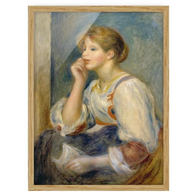 Young Girl with Letter by Auguste Renoir - Picture Frame Painting Marlow Home Co. Size: 55cm H x 40cm W x 2cm D, Frame Option: Oak Framed on Productcaster.